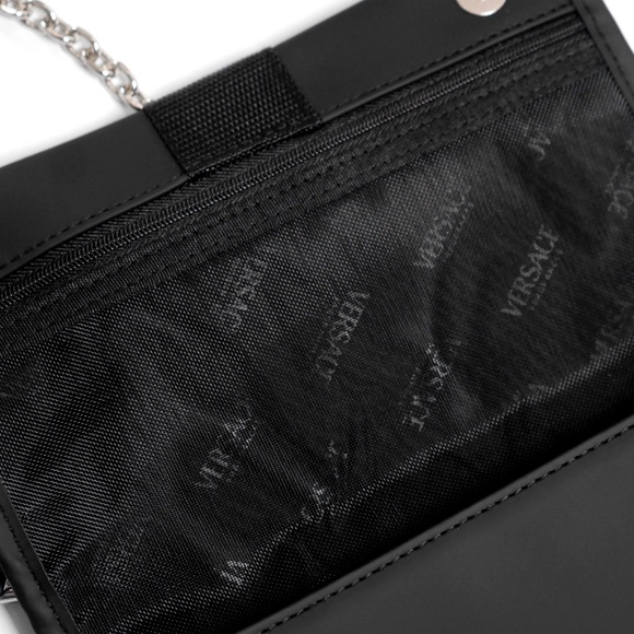 VERSACE Crossbody Clutch Bag Limited Edition NEW Black Silver - Picture 6 of 8